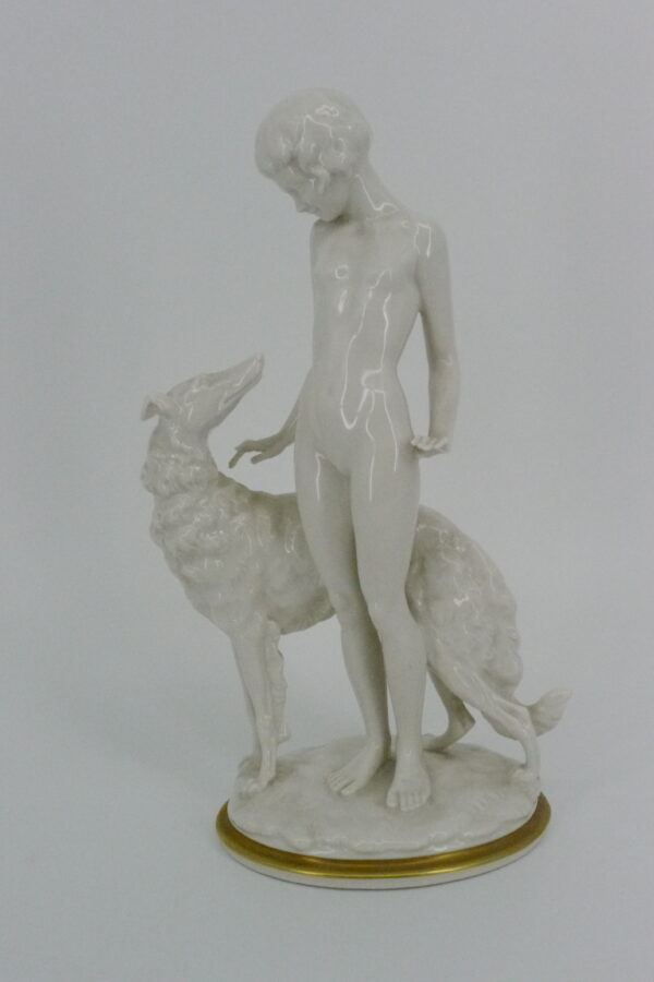 Hutschenreuther Porzellanfigur Mädchen mit Windhund