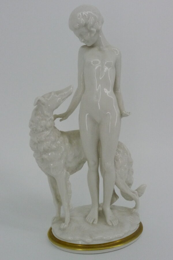 Hutschenreuther Porzellanfigur Mädchen mit Windhund