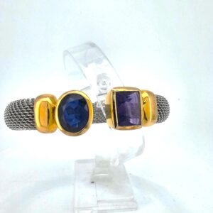 Designer Armband mit Amethyst und synt.Saphir