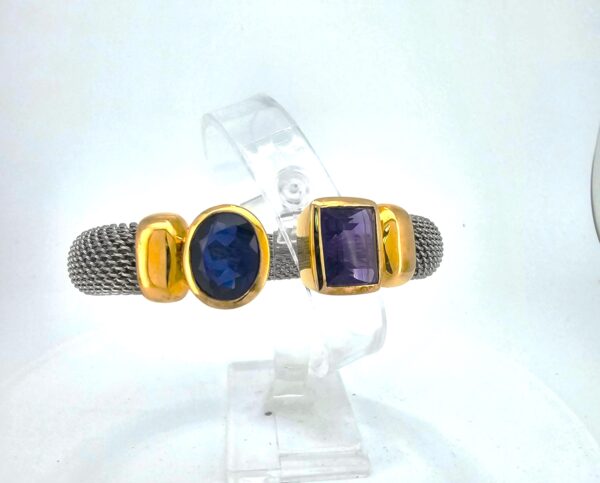 Designer Armband mit Amethyst und synt.Saphir