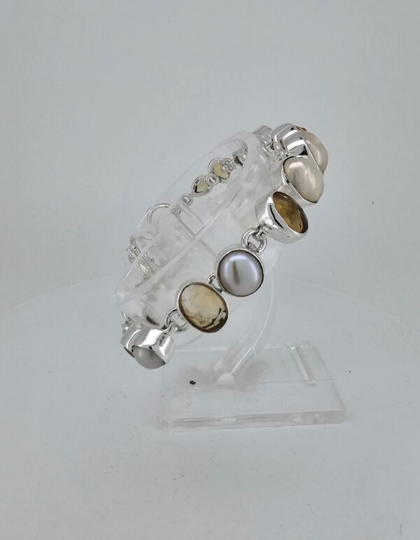 925 Silber Armband mit Perlen und Citrin