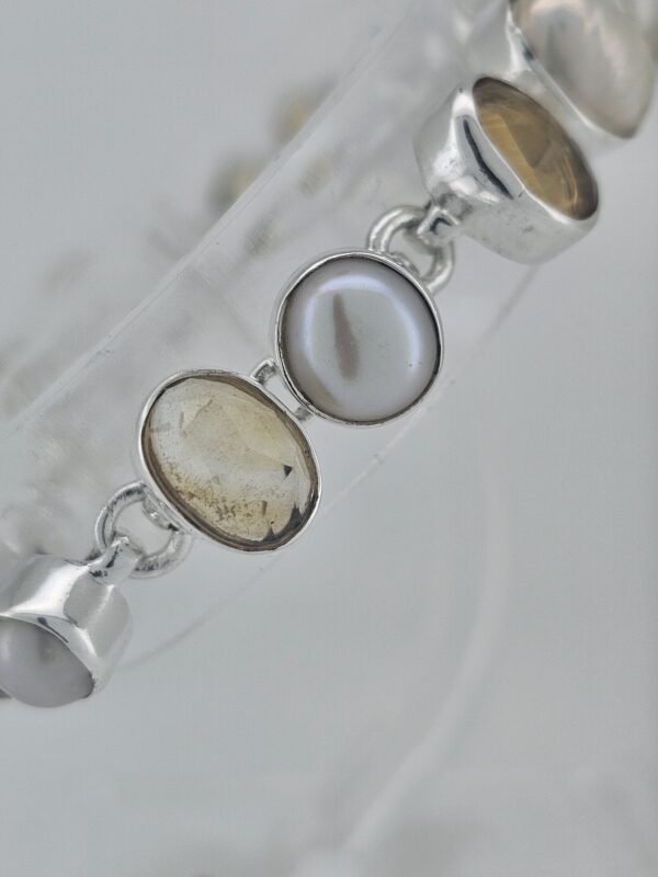 925 Silber Armband mit Perlen und Citrin