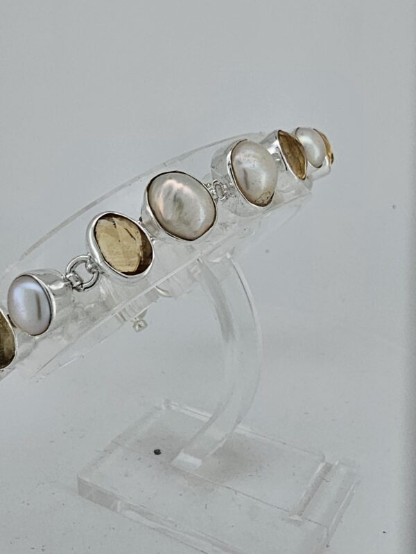 925 Silber Armband mit Perlen und Citrin