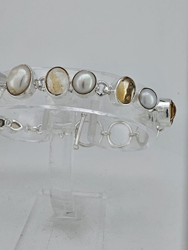 925 Silber Armband mit Perlen und Citrin