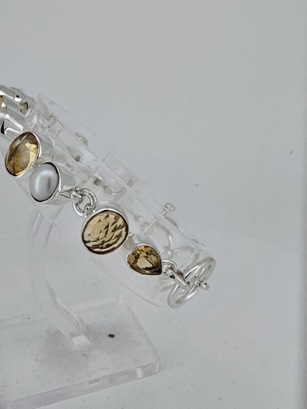 925 Silber Armband mit Perlen und Citrin
