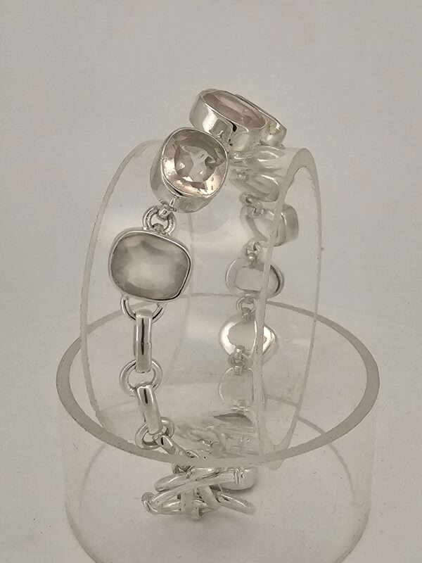 925 Silber-Armband mit Rosenquarz