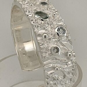 925 Silber Armreif mit Aquamarin
