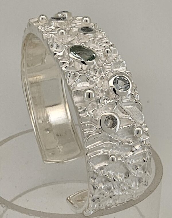 925 Silber Armreif mit Aquamarin